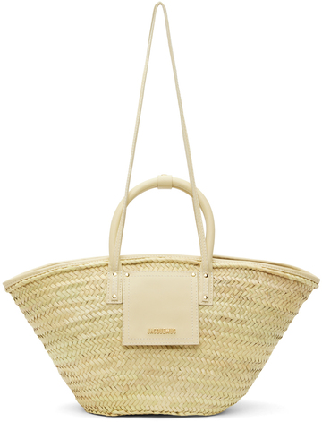 jacquemus beige 'le panier soli' tote in ivory