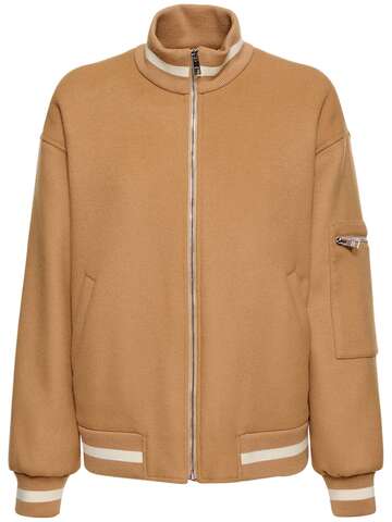 msgm wool blend bomber jacket in beige