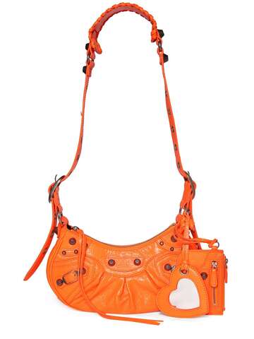 balenciaga xs le cagole leather shoulder bag in orange