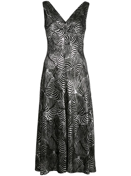 Paco Rabanne abstract midi dress in black