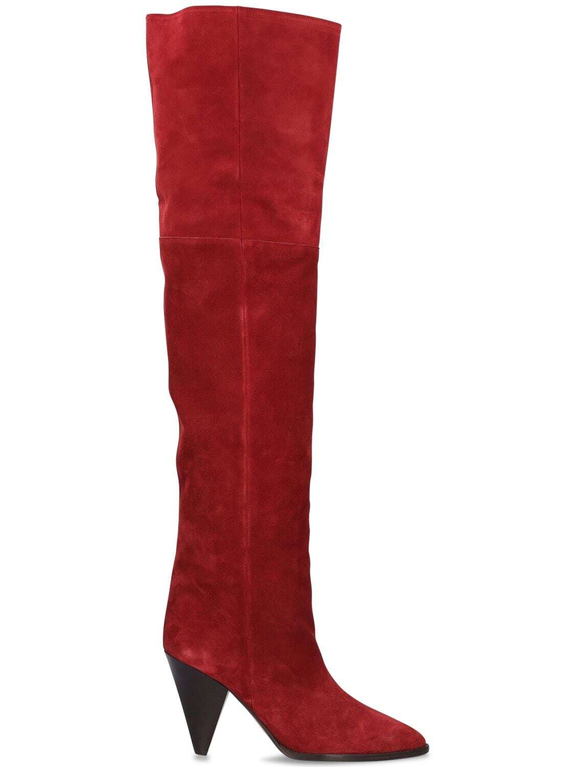 ISABEL MARANT 90mm Riria Suede Over-the-knee Boots in red