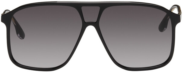 Victoria Beckham Black Flat Top Aviator Sunglasses