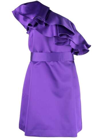 p.a.r.o.s.h. p.a.r.o.s.h. assymetric ruffled mini dress - purple