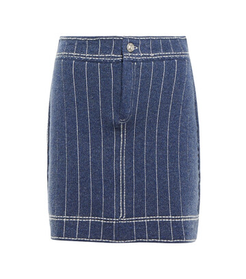 Barrie Striped cashmere-blend miniskirt in blue