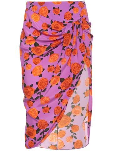 GIUSEPPE DI MORABITO Printed Silk Crepe De Chine Mini Skirt in purple / multi