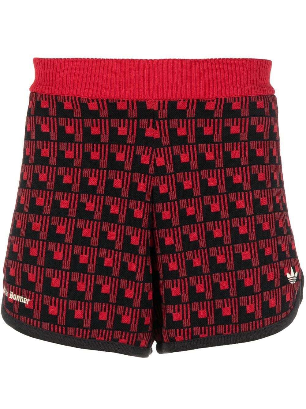 adidas monogram-print knitted shorts - Black