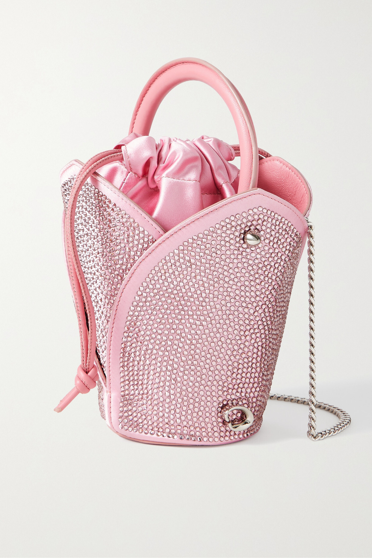 Oscar de la Renta - Tulipano Nano Crystal-embellished Leather And Satin Shoulder Bag - Pink