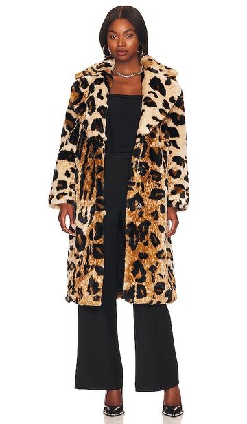Jakke Katie Faux Fur Coat in Brown in leopard