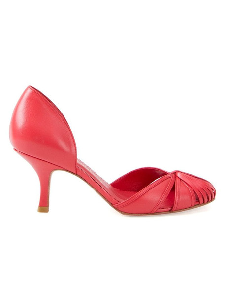 Sarah Chofakian round toe 70mm pumps in red