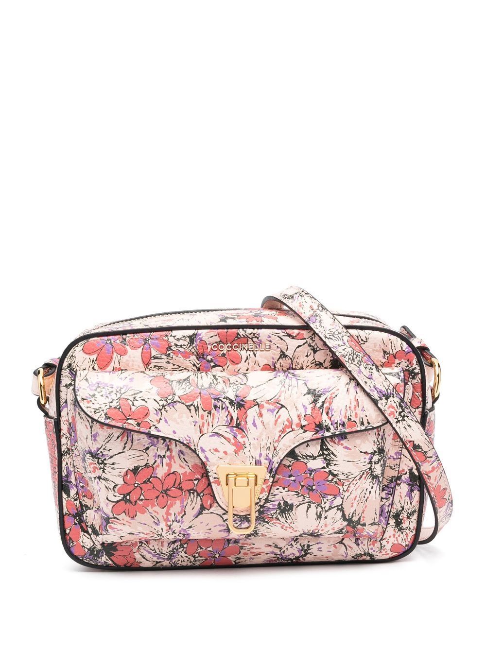 Coccinelle floral-print leather crossbody bag - Pink