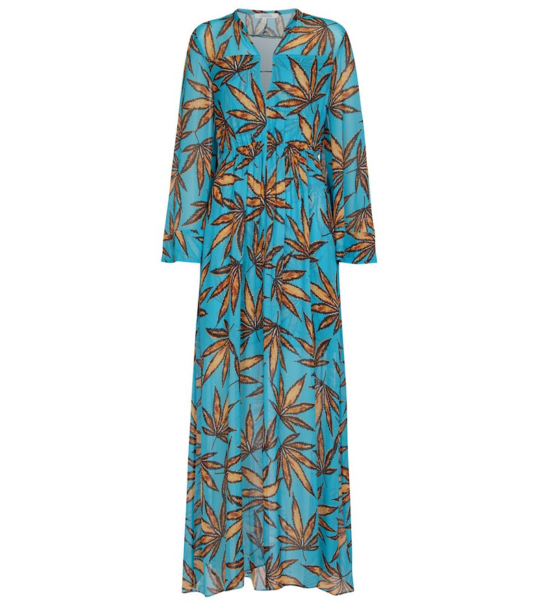 Dorothee Schumacher Translucent leaves printed maxi dress in blue