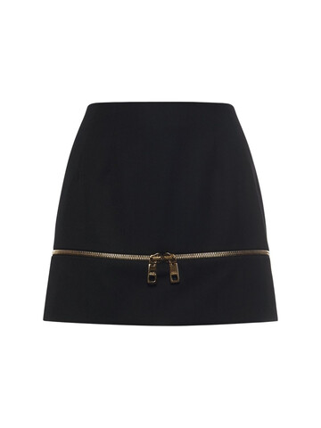 DOLCE & GABBANA Wool Tailoring Mini Skirt W/zip Detail in black / gold