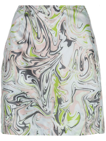 Maisie Wilen Call Me marble print mini skirt in green