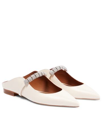 malone souliers bella embellished leather slippers in neutrals