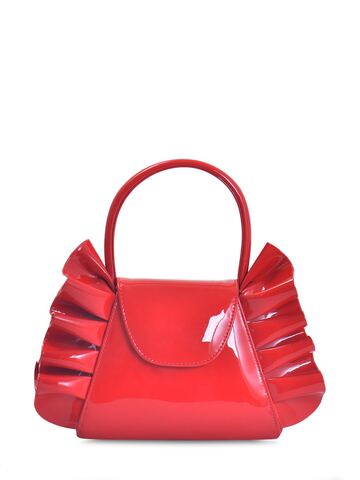 ANDREA WAZEN Franca Patent Leather Bag W/ Ruffles in red
