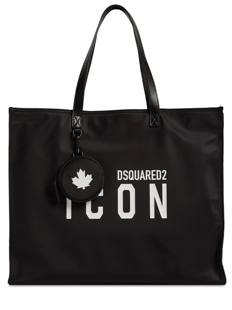 DSQUARED2 D2 Icon Nylon Shopping Bag in black