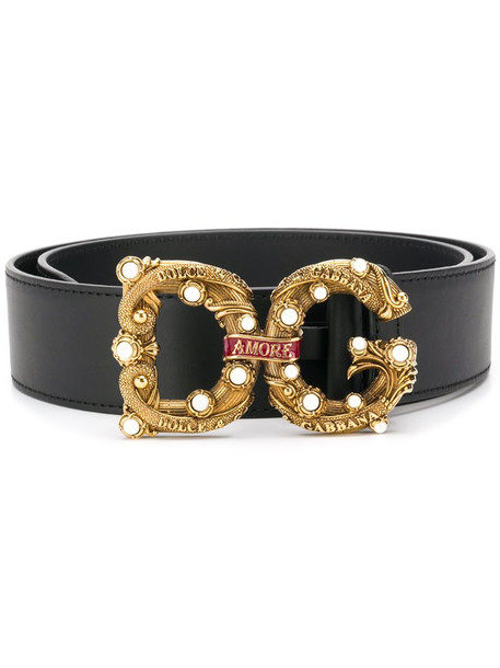 Dolce & Gabbana DG Amore logo buckle belt in black