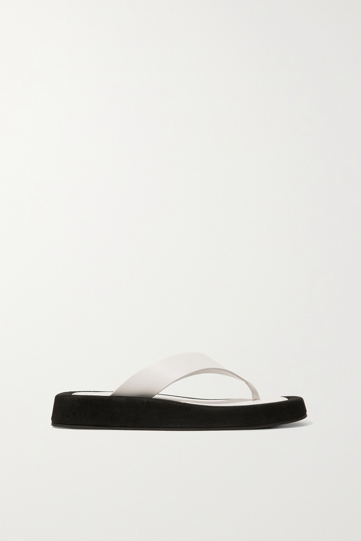 The Row - Ginza Two-tone Leather And Suede Platform Flip Flops - White