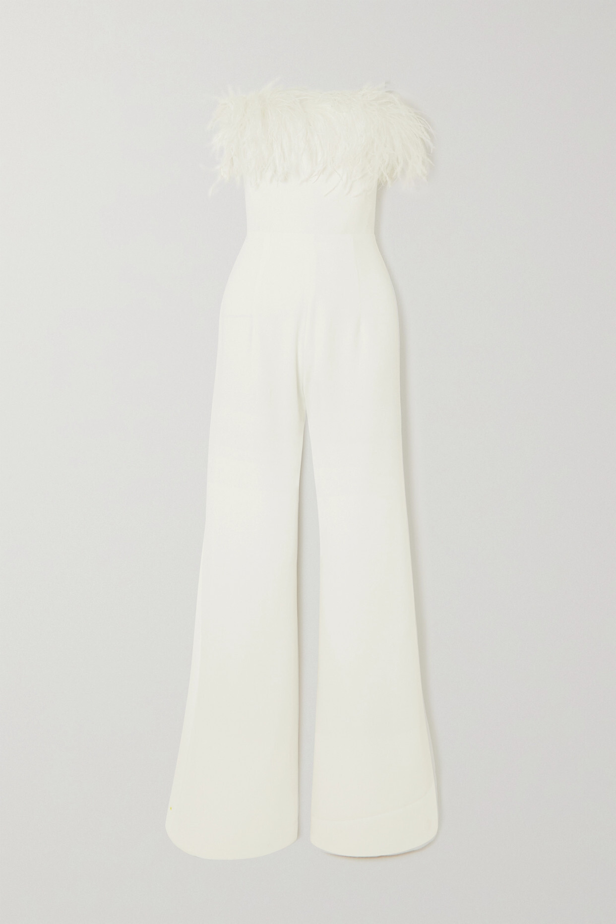 16ARLINGTON - Taree Strapless Feather-trimmed Crepe Jumpsuit - White