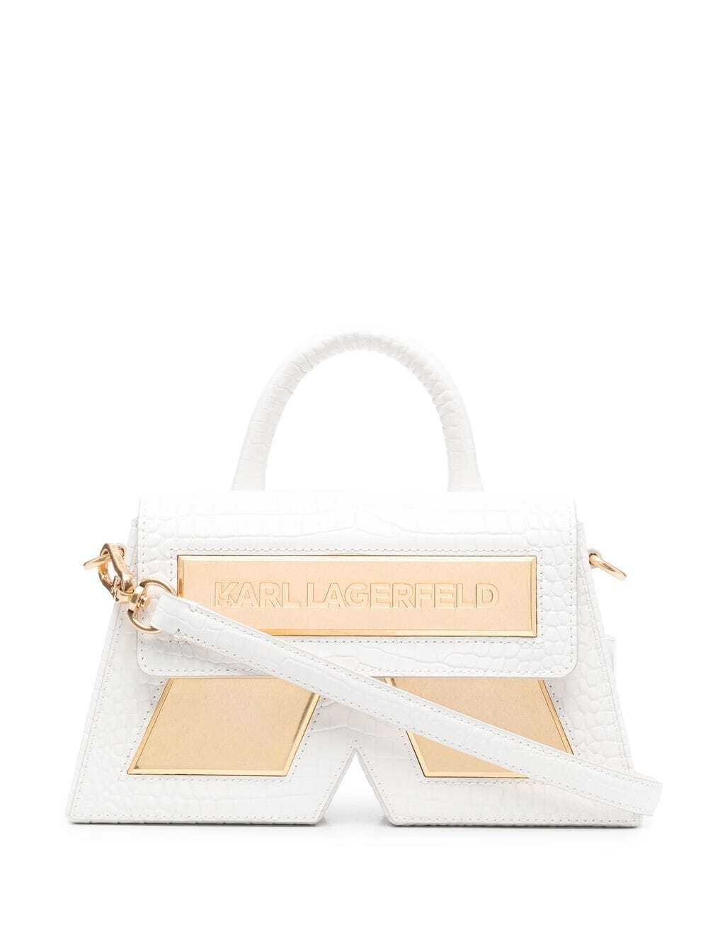 Karl Lagerfeld K/Essential leather shoulder bag - White