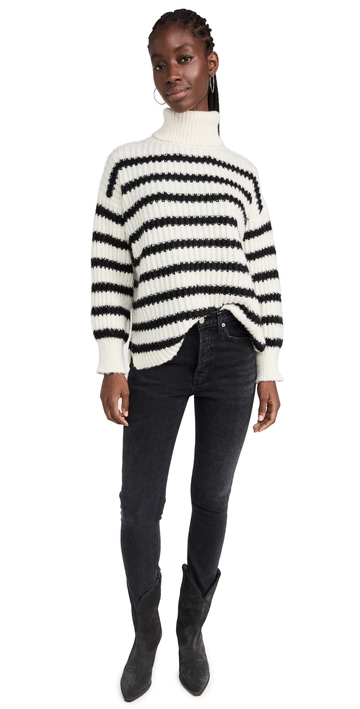line & dot ariel sweater white/black xs