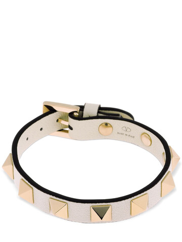 VALENTINO Rockstud Leather Bracelet in ivory
