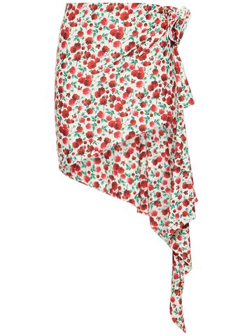 MAGDA BUTRYM Flower Printed Jersey Pool Skirt W/rose