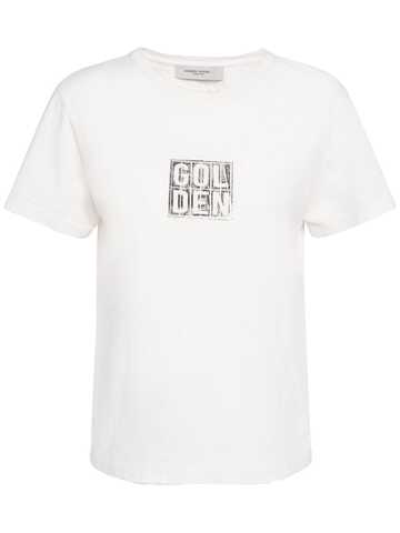 golden goose journey printed cotton t-shirt in white