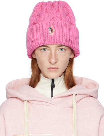 moncler grenoble pink rolled beanie