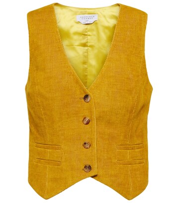 Gabriela Hearst Zelos linen and cotton corduroy vest in yellow