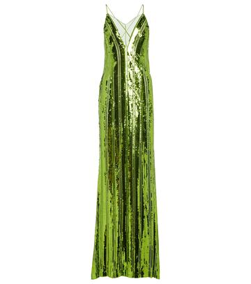 galvan kate sequined maxi dress in green