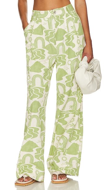 Show Me Your Mumu Hayes Trouser in Sage in sand