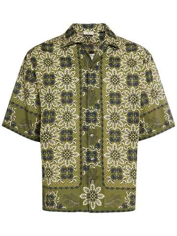 etro printed cotton boxy shirt in green