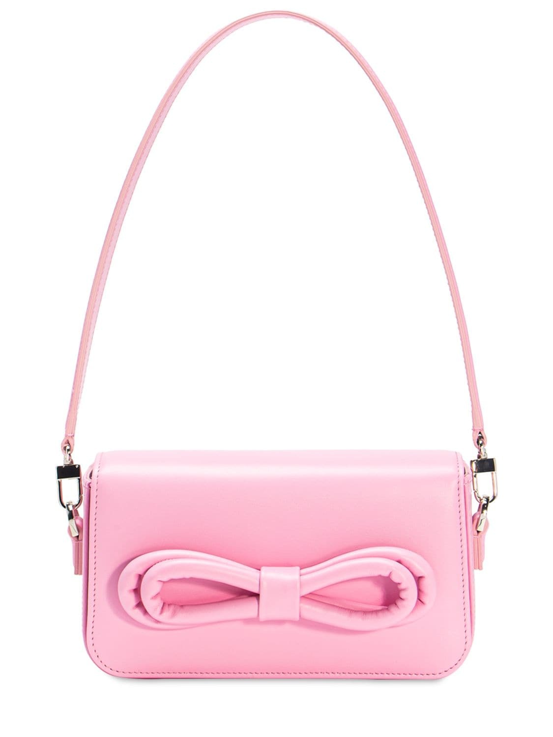 MACH & MACH Puffed Bow Leather Shoulder Bag in pink