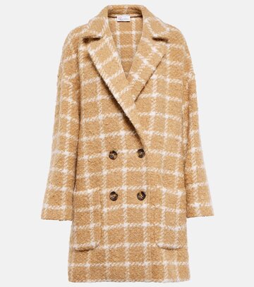 redvalentino checked wool-blend coat
