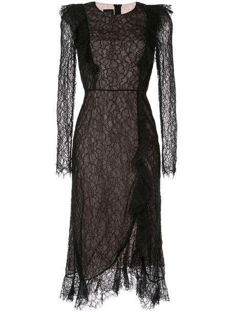 Giambattista Valli lace embroidered midi dress in black