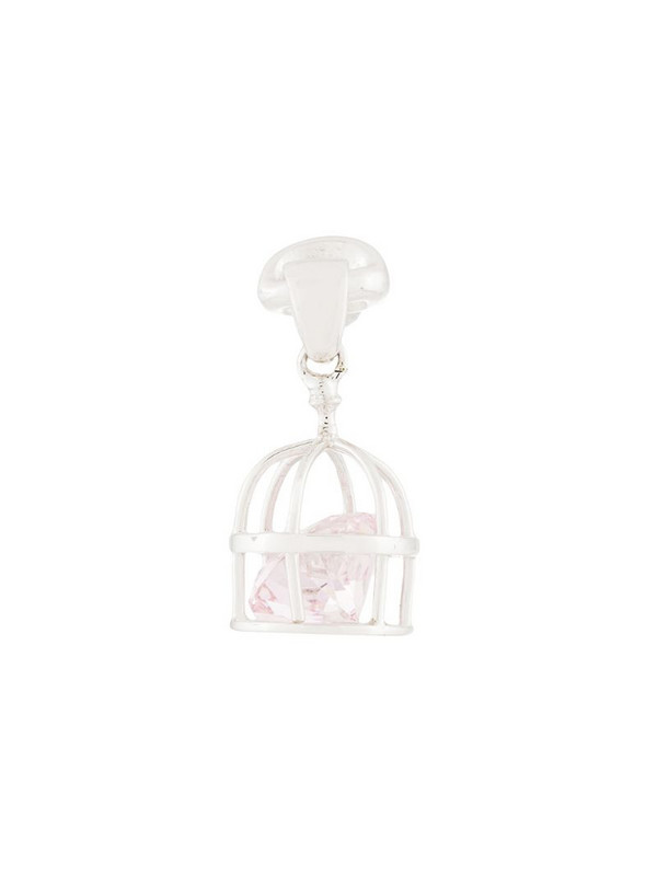 E.M. caged crystal earring in metallic