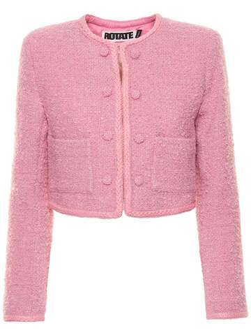 ROTATE Mie Bouclé Cropped Jacket in pink