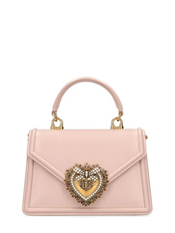 dolce & gabbana mini devotion leather top handle bag in pink