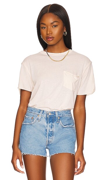 Free People Vella Tee in Cream in white