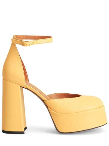 atp atelier 120mm cellole leather pumps in yellow