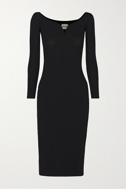 Khaite - Valeska Off-the-shoulder Knitted Midi Dress - Black