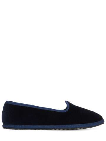 vibi venezia 10mm blu velvet loafers in navy