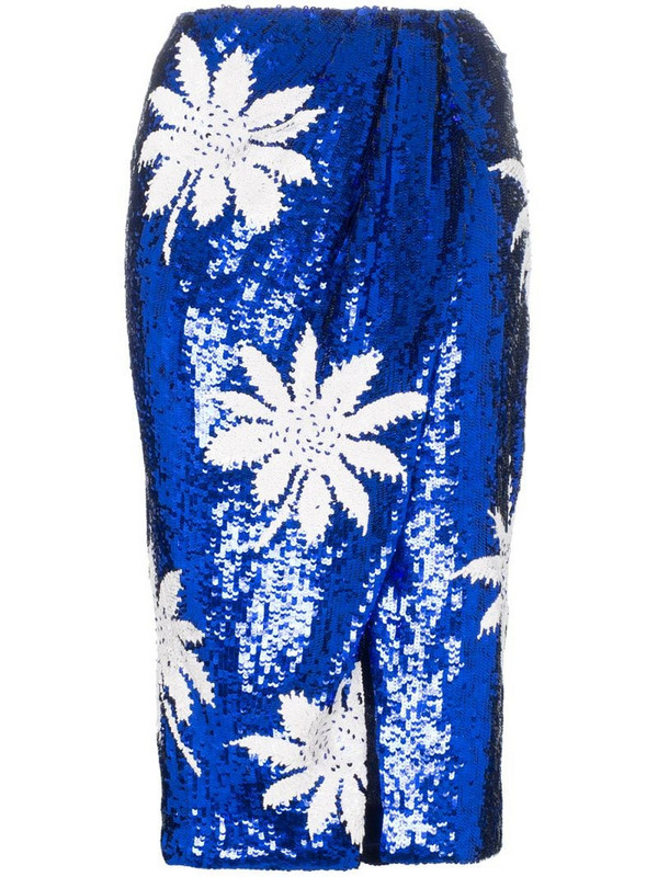 Filles A Papa high-waisted floral sequin embellished skirt in blue