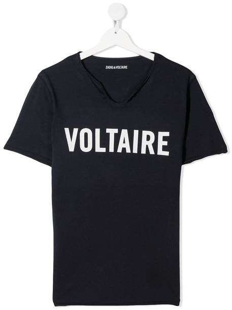 Zadig & Voltaire Kids TEEN cowl neck logo T-shirt - Black