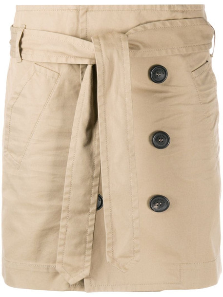 Dsquared2 belted trench mini skirt in neutrals