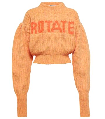 Rotate Birger Christensen Adley ribbed-knit wool-blend sweater in orange
