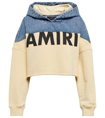Amiri Cropped colorblock cotton hoodie