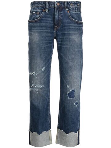 r13 ripped-detail straight-leg jeans - blue
