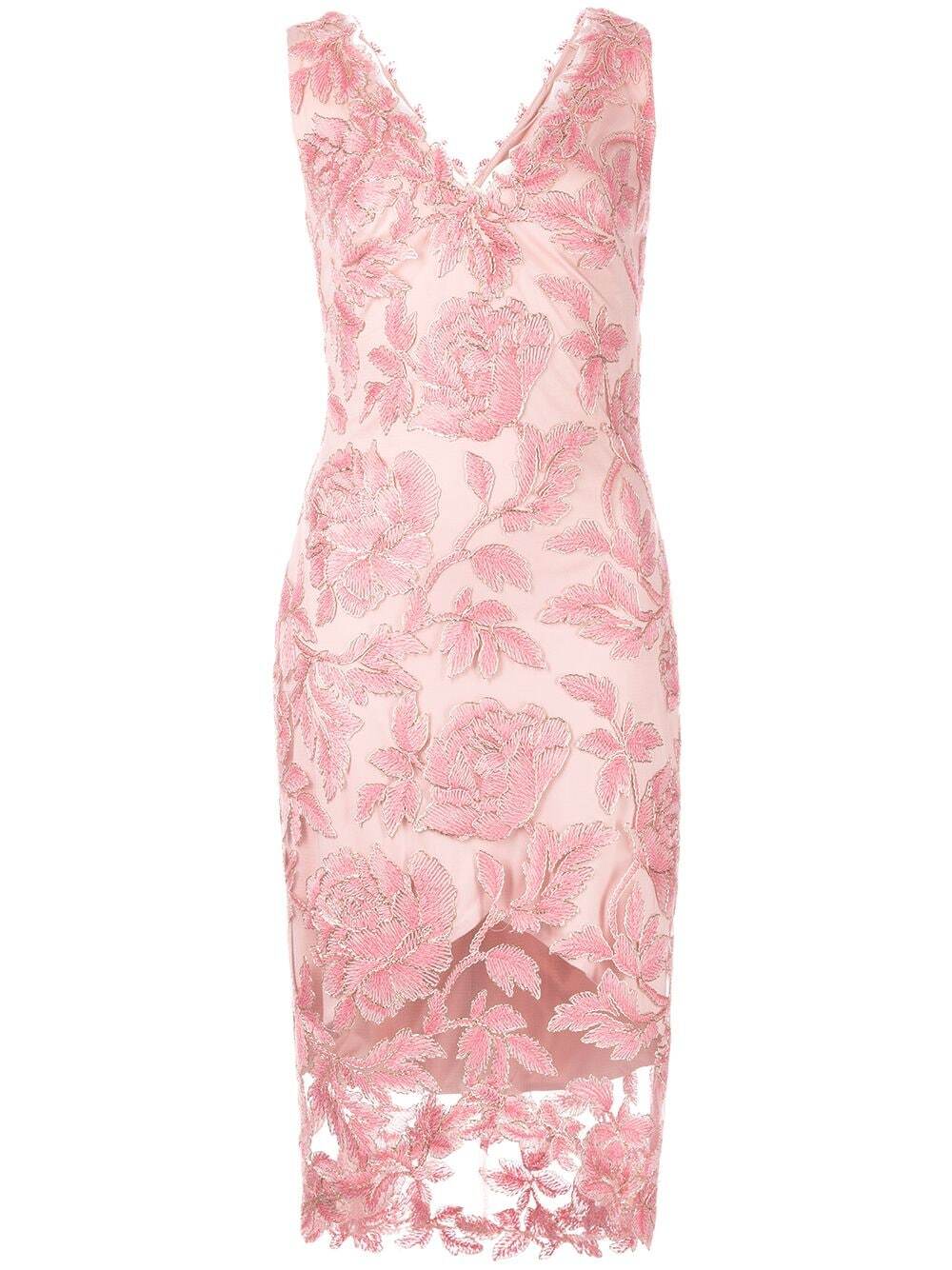 Tadashi Shoji floral-embroidered sleeveless dress - Pink